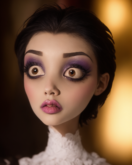 3978532540-3311882558-by TimBurton Animation , 1girl, solo, blurry, blurry background, black hair, wide-eyed, short hair, horror _(theme_), lips, dark.png